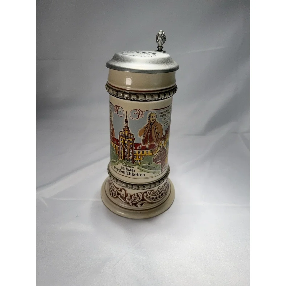 German Beer Stein Zerbst 2007 Zerbster‎ Personlichkeiten Pewter Lid Souvenir